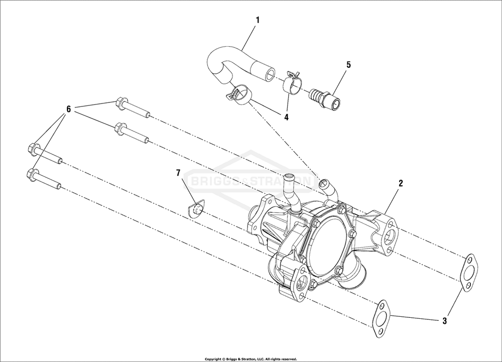 Engine Group - Water Pump Diagram and Parts List for 076158-02  Briggs and Stratton Generator
